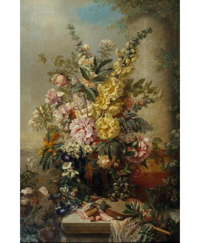 «Large Vase with Flowers» par Josep Mirabent - Art mural sur toile tendue avec châssis