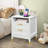 Vista Set Of 2 Nightstand With Charging Station, Bedside Table With Storage Drawers, Night Stand For Bedroom, End Table Or Side Table For Living Room, 15.5" D X 18.9" W X 24" H, White/Gold