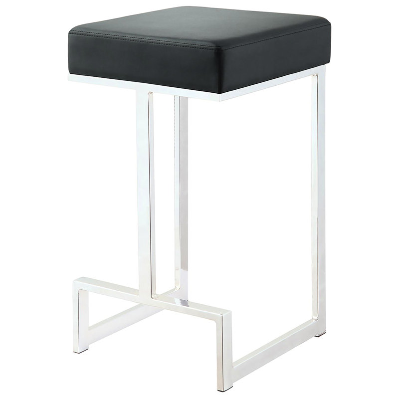 Chaise de comptoir moderne et carrée noire - Tabouret chic de 2 pouces d'épaisseur avec rembourrage en mousse pour plus de confort