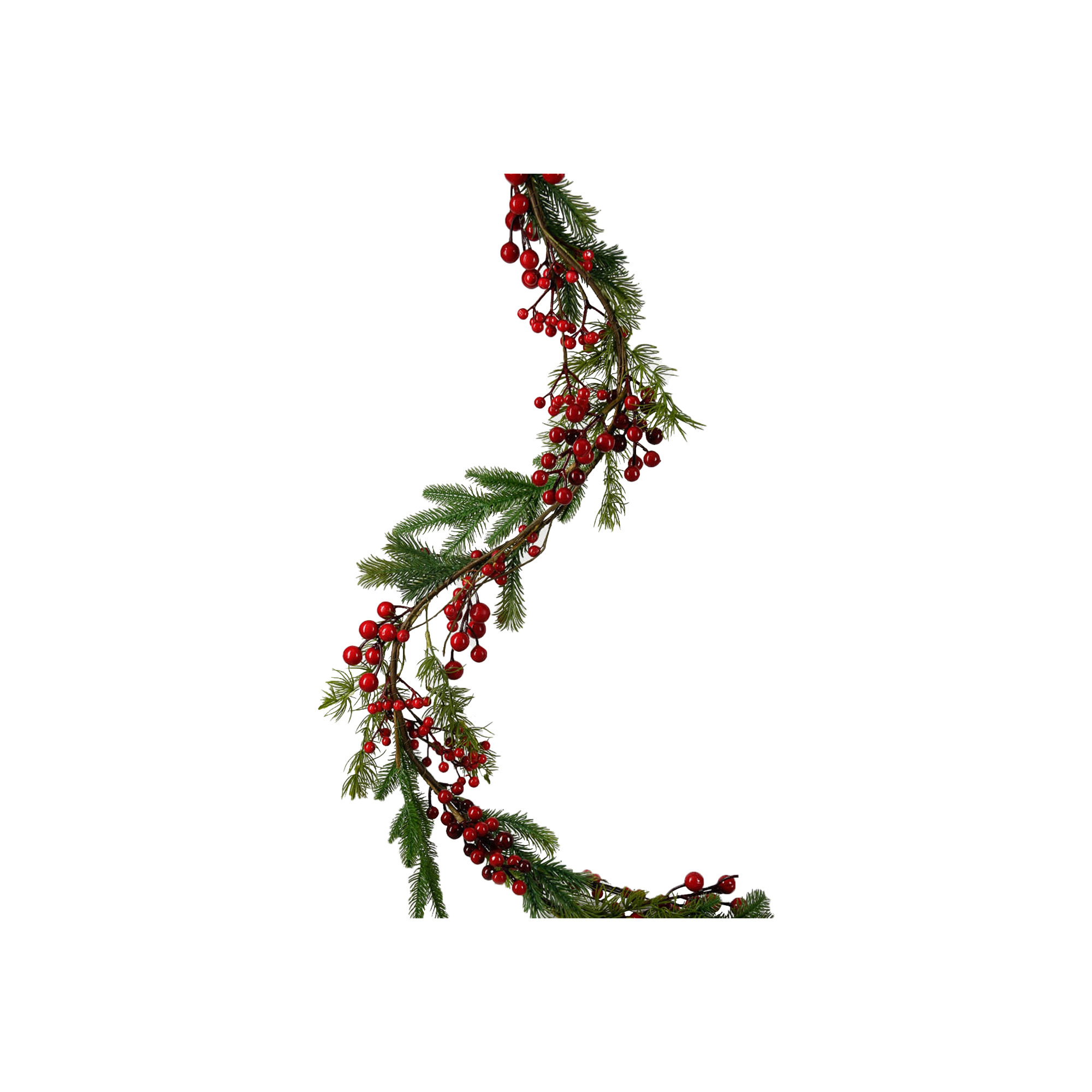 The Holiday Aisle® Classic Winter Berry Garland, Green;Red