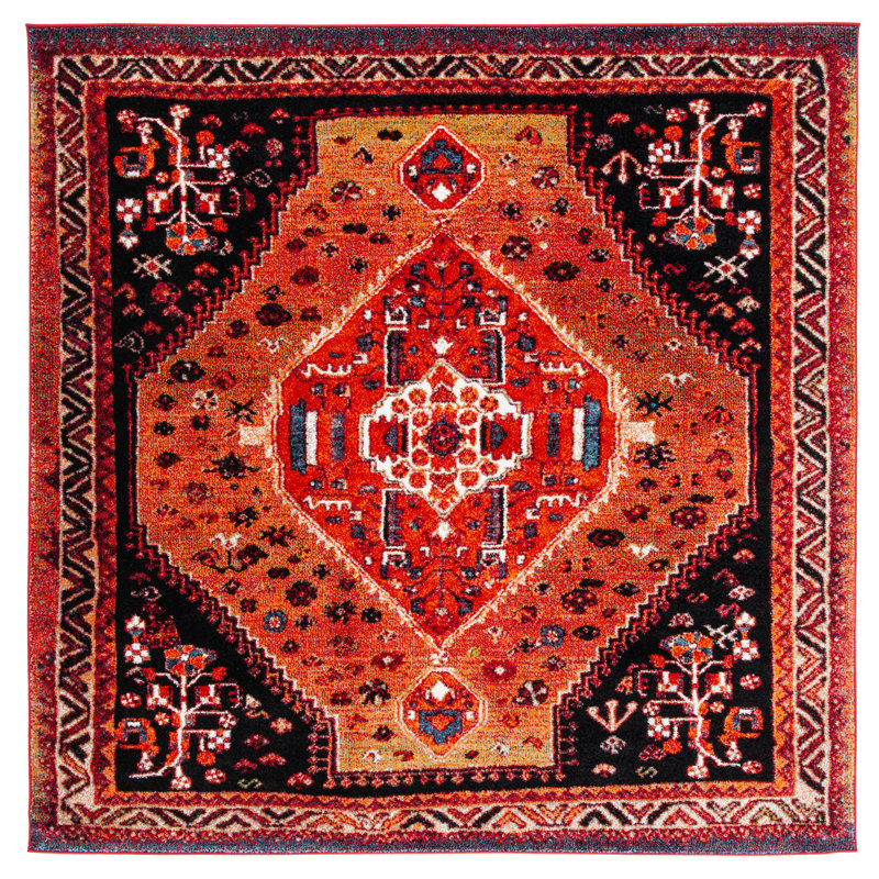 Vintage Hamadan Performance Oriental Rug, Square 6'7"