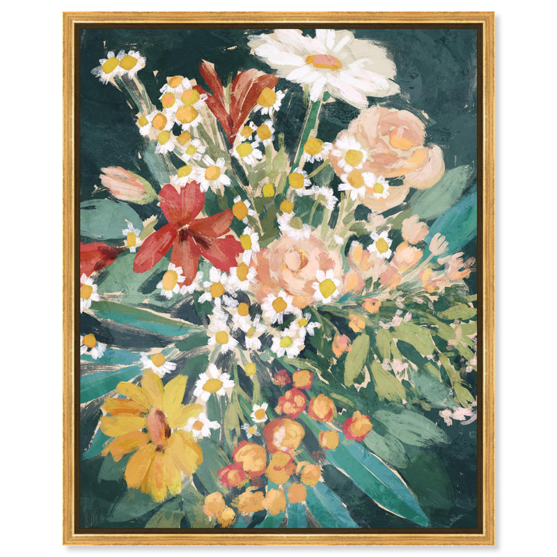 «Modern Flowers», impression sur toile par Notoriart, H 16 po x l 20 po, Structure noire