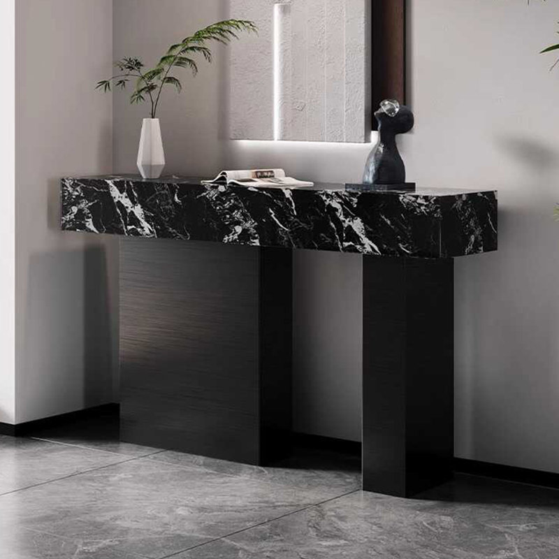 Console légère et luxueuse., H 33,5 po x l 59 po x P 13,8 po, Noir, Blanc/Noir