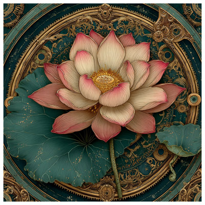 Intricate Lotus Illustration Bath Mat