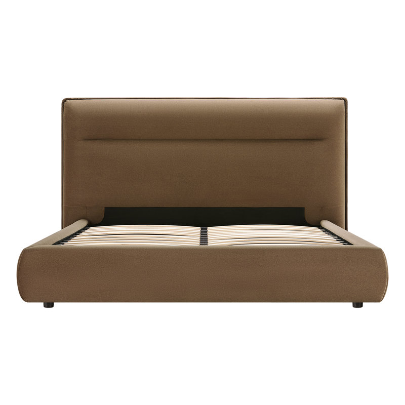 Lit plateforme tapissier Micah, Brun, Grand