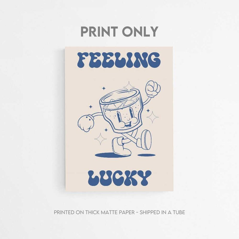 Impression d'art rétro cocktail: Feeling Lucky Design (encadrée, prête à être suspendue), Ne s’applique pas