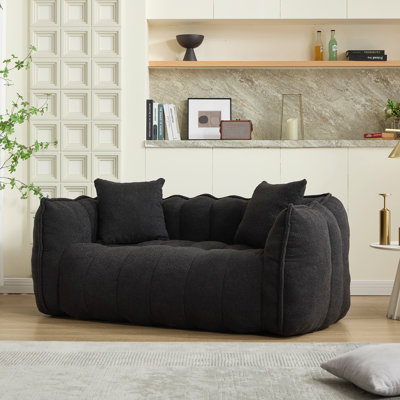 Fauteuil à billes doux avec noyau en mousse haute résilience pour deux personnes, canapé inclinable carré confortable idéal pour les membres de la famille et les amis qui se livrent à des jeux, lisent, regardent la télévision