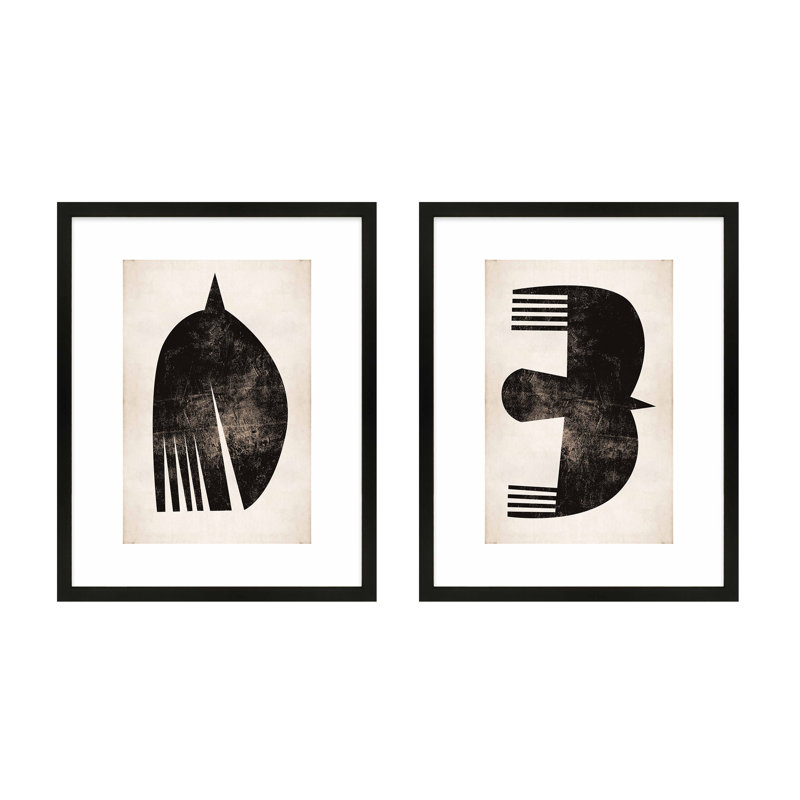 " Blackbird " by Eleni Psyllaki For Paradissi Digital Art 2 - Pieces, Black Framed, 20" H x 16" W  x 1.25" D