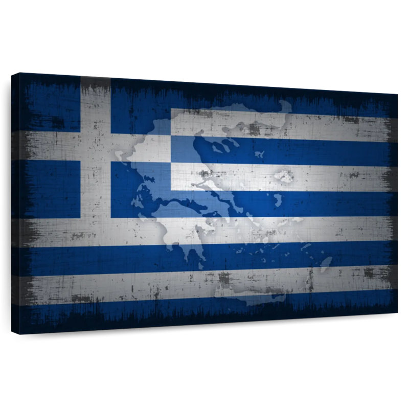 Carte et drapeau de la Grèce, H 30 po x l 45 po