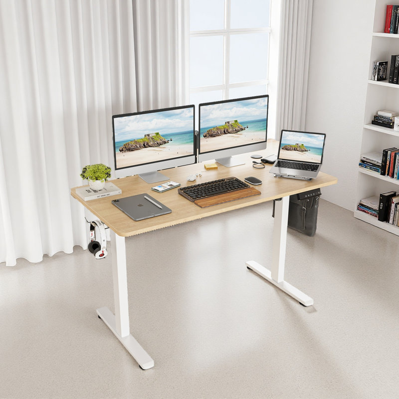 Electric Standing Desk Adjustable Height Sit Stand Home Office Desk With Splice Board, 47" H x 48.43" W x 24" D