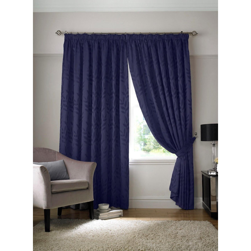 Sadler Room Darkening Curtain Pair, 229 W x 229 D cm, Navy Blue
