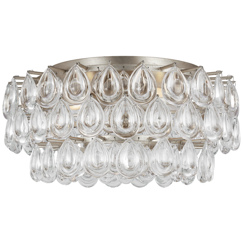 AERIN Liscia Medium Flush Mount, Burnished Silver Leaf