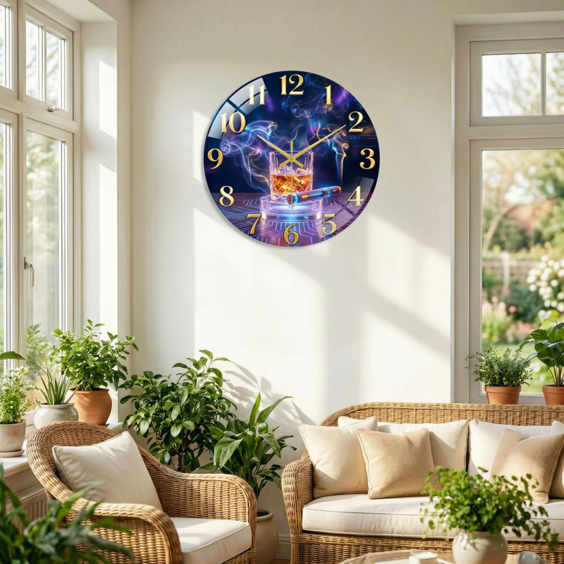 Horloge murale Whiskey Smoke, 40x40cm(15.7x15.7inch)