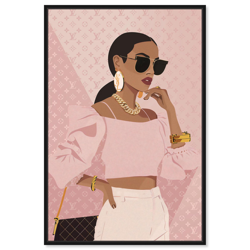Simple toile d'aspect rose par Art Remedy, H 25 po x l 17 po, Cadre flottant, Noir