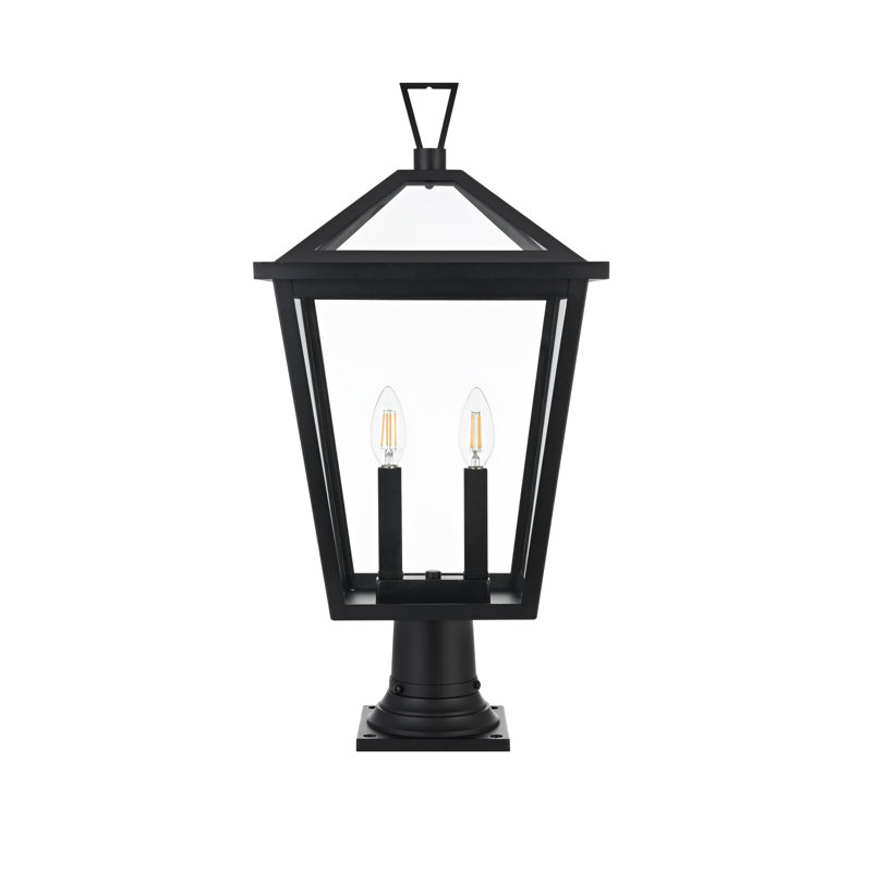 Lampadaire d'extérieur noir Leandra, H 24 po x l 12 po x P 12 po