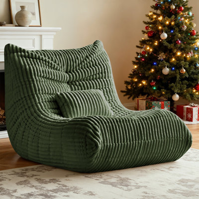 Bean Bag Chair for Adults with Lumbar support pillow Memory Foam Giant Bean Bag Sofa with Corduroy Material Lazy Sofa for Living Room Bedroom Dorm Office, Grey