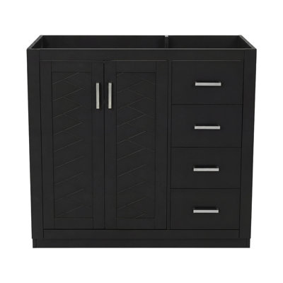 Meuble-lavabo de 36 po sans lavabo supérieur, armoire de rangement en bois massif, meuble-lavabo autoportant avec 3 tiroirs et portes à fermeture douce (NON INCLUS DANS LE BASSIN)