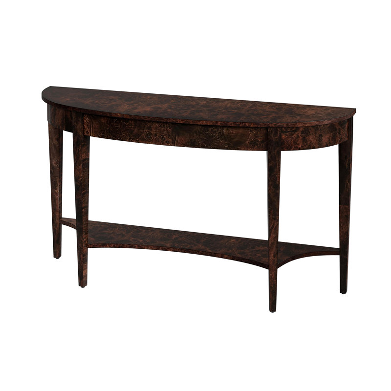 Astor 54"W Demilune Console Table, Dark Burl