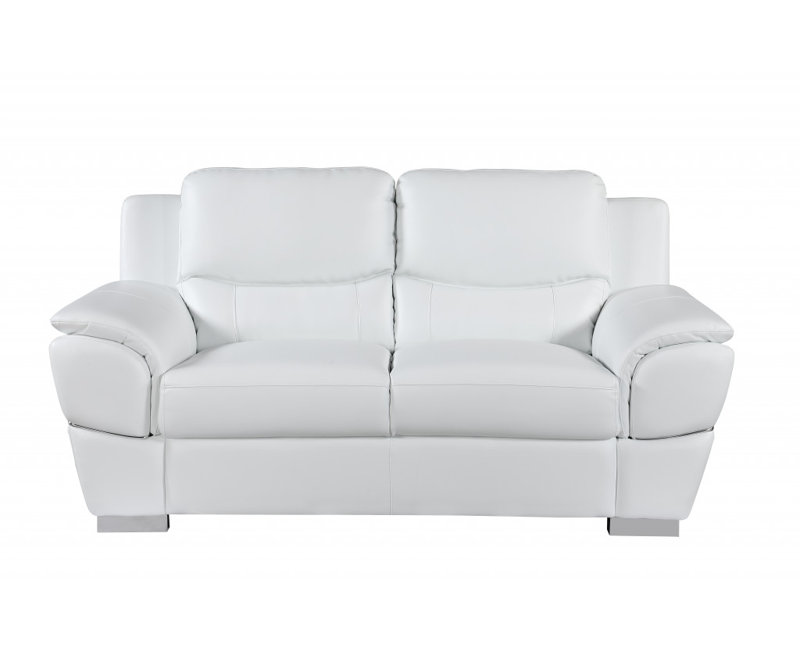 Two Piece Indoor Gray Genuine Leather Five Person Seating Set