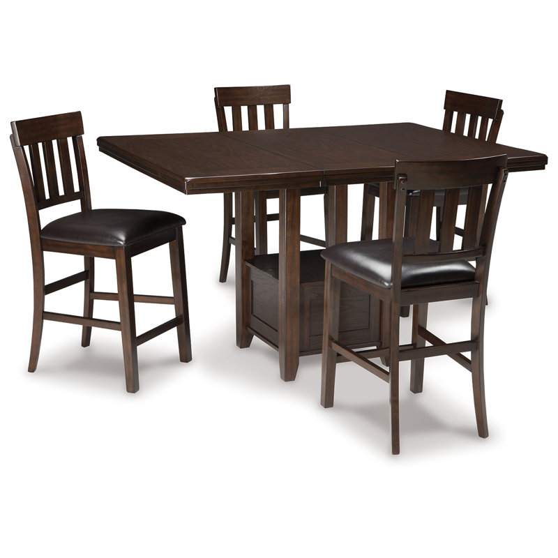Table de salle à manger à hauteur de comptoir Haddigan avec 4 tabourets de bar, 5