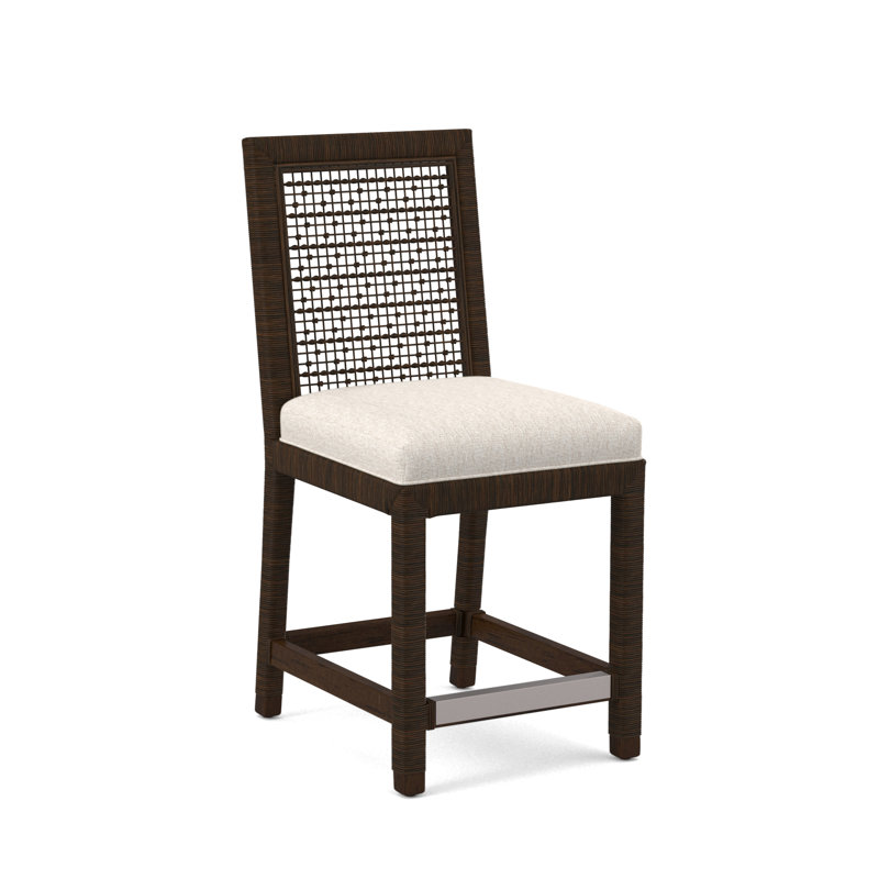 Pine Isle 24" Counter Stool, Sunbrella Beige Pinstripe; 6205-74, Coffee