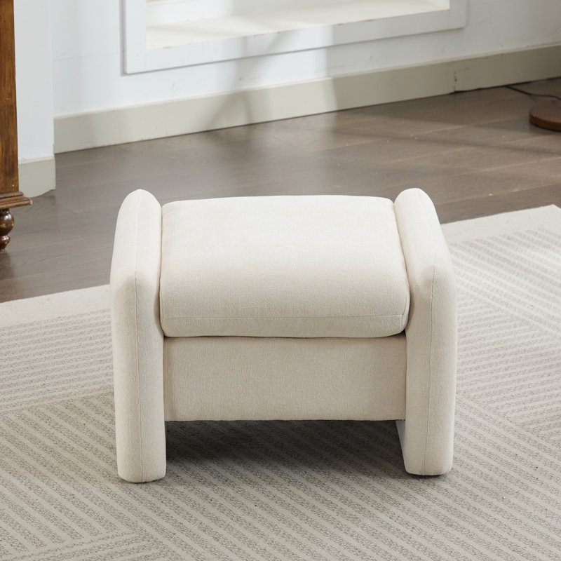 Upholstered Ottoman, Beige
