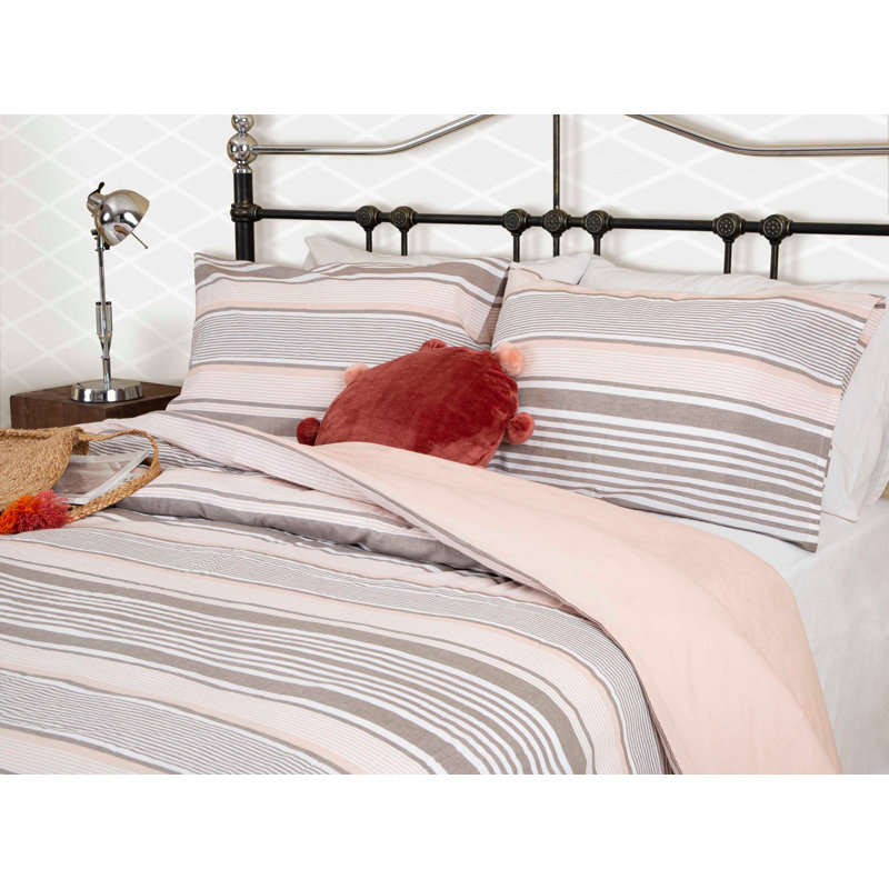 Ensemble de housse de couette 100% coton 4 pièces orange / gris / blanc Cychosz