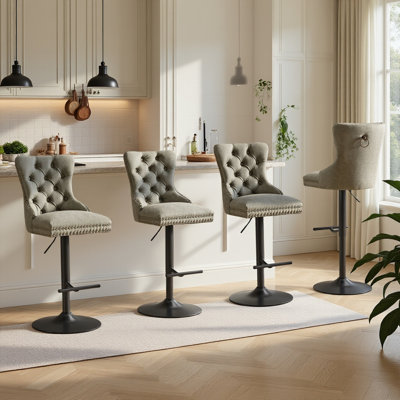 Ensemble de 4 tabourets de bar réglables Retro Pu