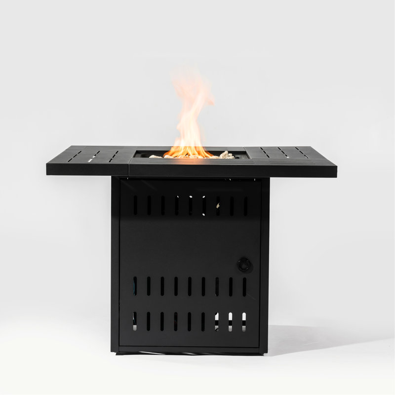 Table de foyer d'extérieur pour terrasse, acier 34 pouces, 50 000 chaleur, table en acier noir pour le plaisir, 34 pouces,