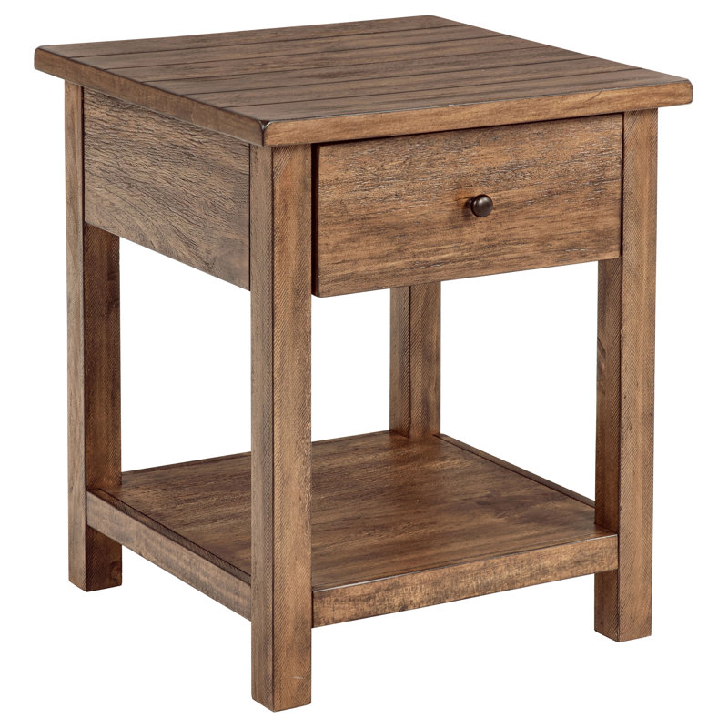 Table de bout avec 1 tiroir Castleton, Brun délavé