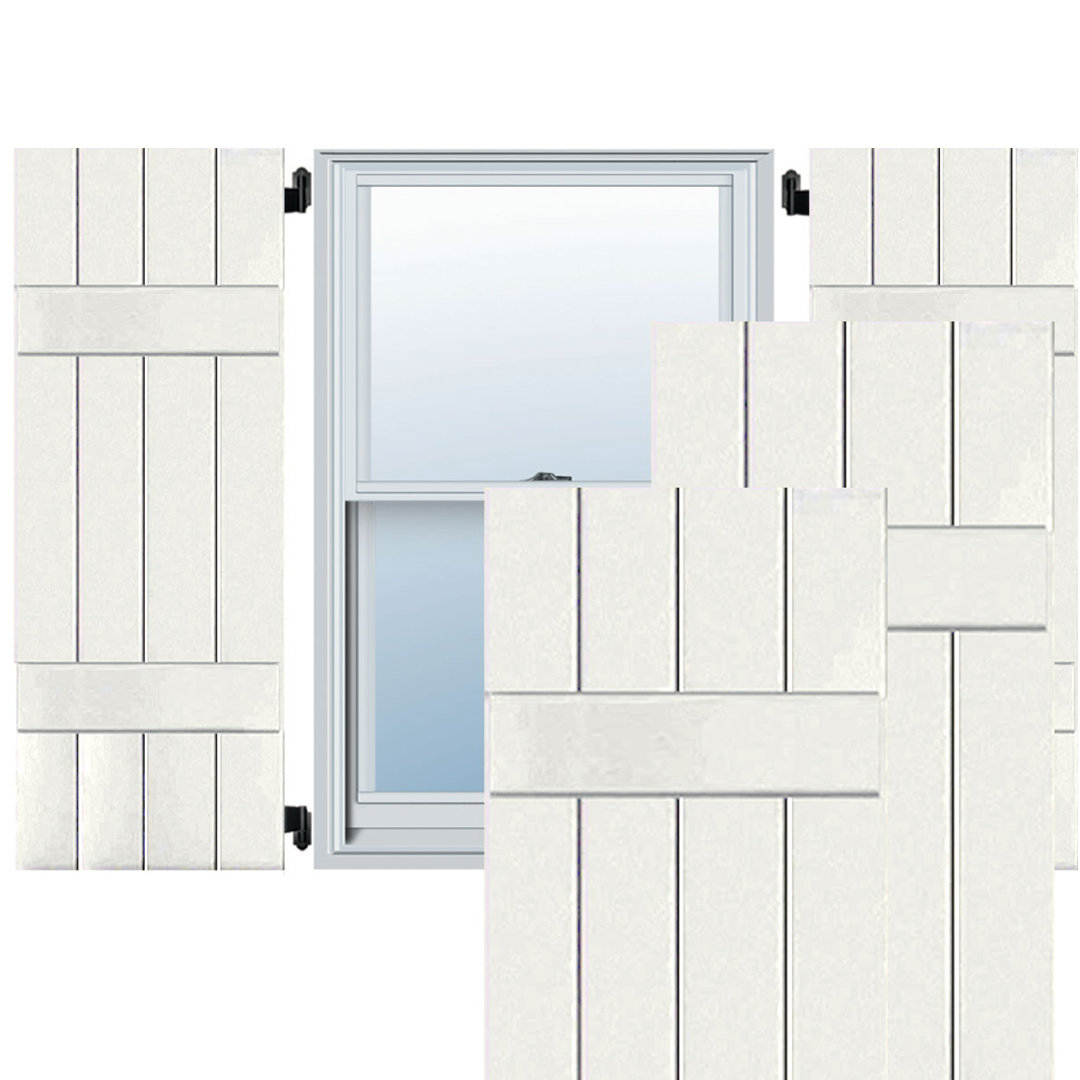 Exterior Four Board (2 Batten) Real Wood Pine Board-n-Batten Shutters (Per Pair) (Set of 2) Ekena Millwork 