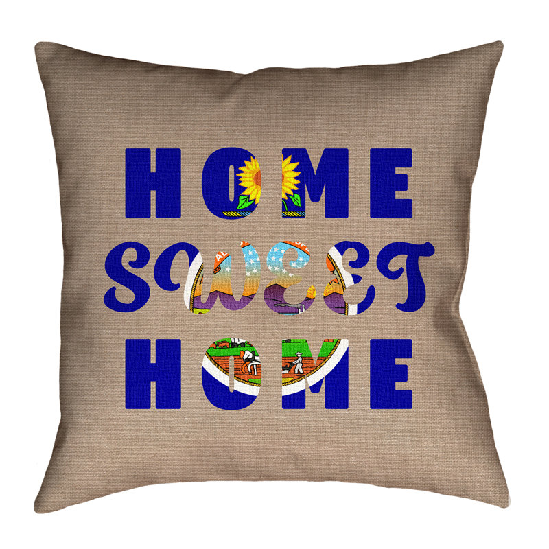 Oreiller Katelyn Smith Home Sweet Kansas, 20 po x 20 po, Simililin - utilisation intérieure seulement, Coussin décoratif