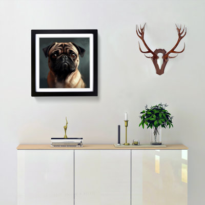 Pug Digital Art No.3 - Single Picture Frame Print on Wood