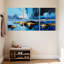 Scénario et paysages urbains, ciel bleu, nuages, montagnes, réflexion, eau dorée, ensemble de 3 impressions sur toile-1863340197