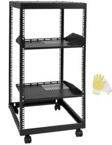 Open Frame 20U Network Server Rack - Floor Standing or Wall Mount - AV/Computer Equipment IT Rack for Network Setup - Size: 20U With gloves