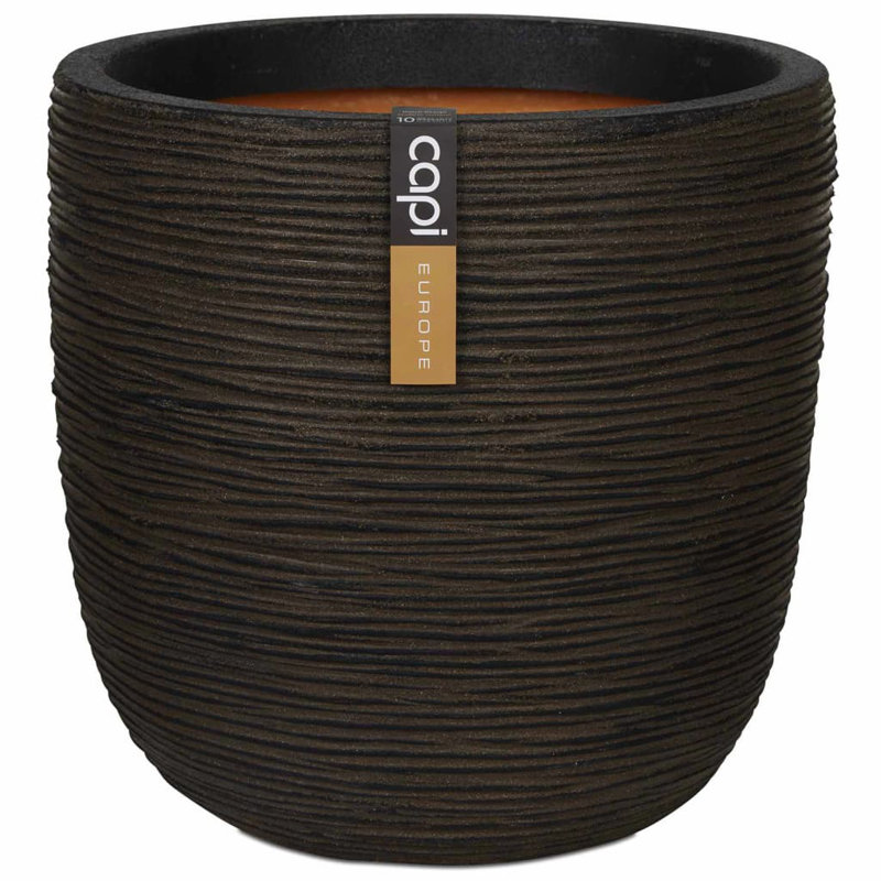 Capi Egg Planter Nature Rib, 52 cm H x 54 cm W x 54 cm D, Brown