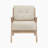 Edengrace 27.5" Mid-Century Modern Accent Chair with Textured Fabric Upholstery, Wire Brushed Antique Natural Finish, Foam over Pocket Coils-1751921403