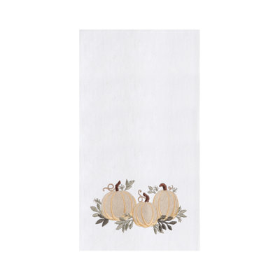 Torchon blanc 100% coton brodé Trio