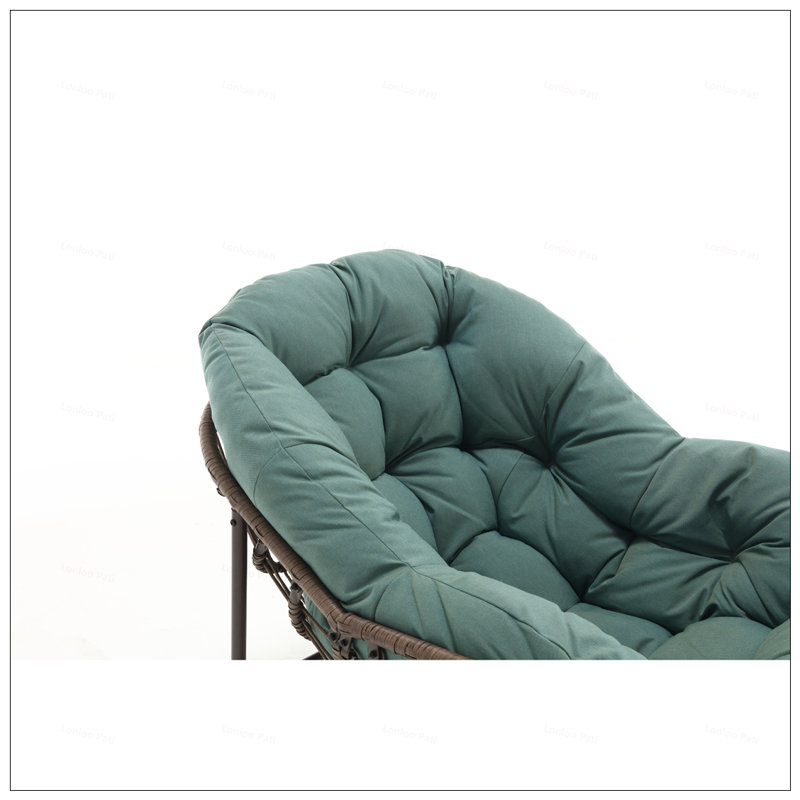 Oversized Wicker Egg Rocking Chair With Thick Cushion, Durable And Comfortable For Indoor And Outdoor Use, Light Green