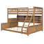 Lit simple superposé au-dessus de grand lit simple avec tablettes intégrées, lumières à changement de couleur et panneau perforé, brun-2077960601