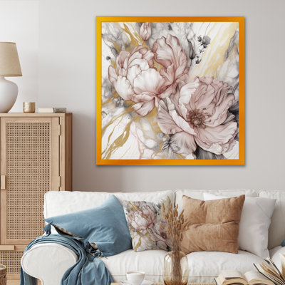 " Pink White Peonies Petals "
