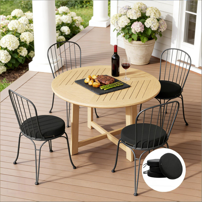 Coussins de chaise de salle à manger noirs, ensemble de 4 coussins de siège ronds (seulement coussins), coussin de chaise