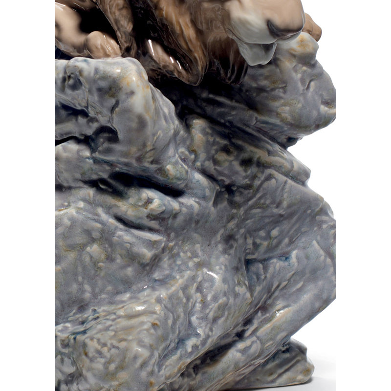 Lion Pouncing Figurine