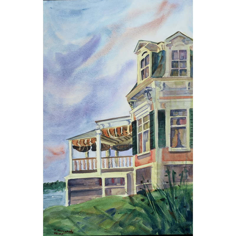 One-of-a-Kind Original 'House on the Hill' by Nancy Alimansky - Unframed Painting on Paper