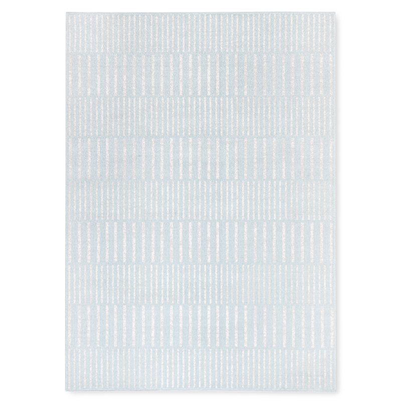 Tapis d'intérieur / extérieur à rayures décalées Tommy Bahama bleu / ivoire, Rectangle 3 pi 11 po x 5 pi 2 po