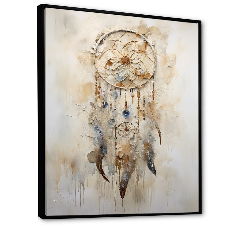 "Dreamcatcher", art sur toile, H 40 po x l 30 po x P 1,5 po, Cadre flottant noir