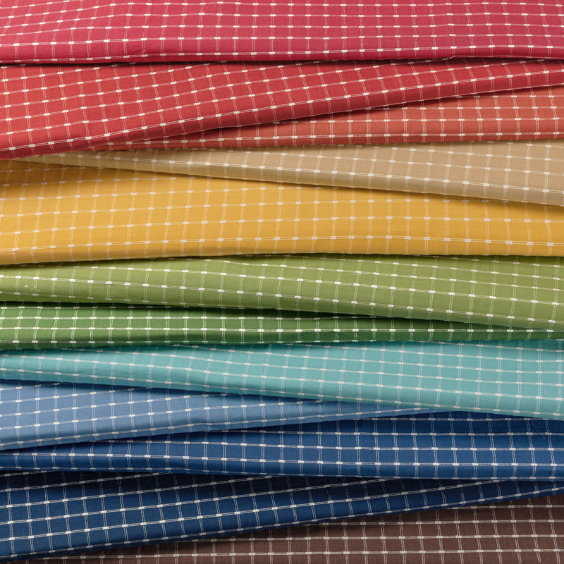 Normant Checks and Stripes II Lison 100% Cotton Fabric, Sky