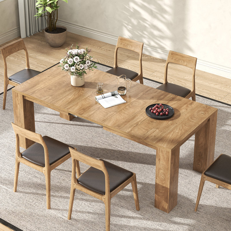 Table de salle à manger extensible pour 4 à 10 personnes, style ferme moderne

Table de salle à manger rectangulaire extensible de 140 à 220 cm avec 2 rallonges, table transformable pour salon, chêne naturel brun