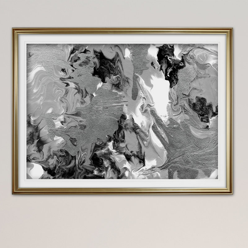 « rich marble », reproduction de peinture à l’acrylique encadrée, Or, H 30 po x l 40 po x P 1,5 po