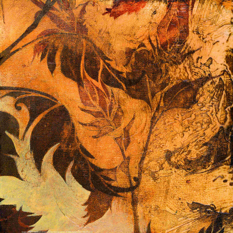 Élément floral - peinture sur toile tendue, H 12 po x l 12 po